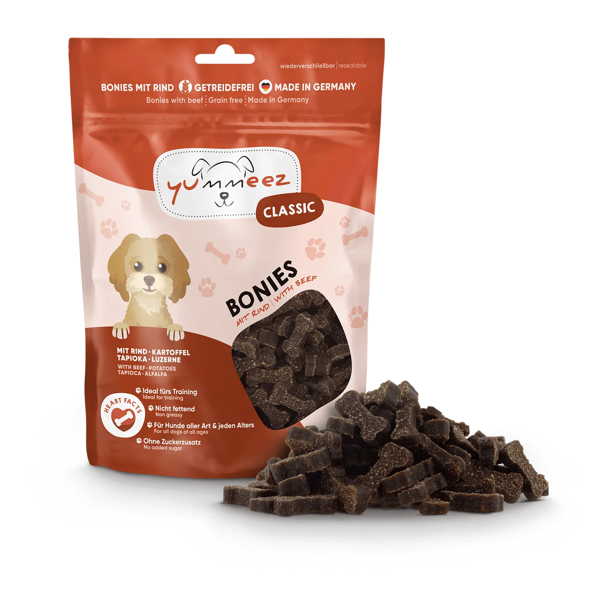 Yummeez Classic Bonies Beef Grain Free беззърнено лакомство за кучета с Телешко месо и Тапиока 175г