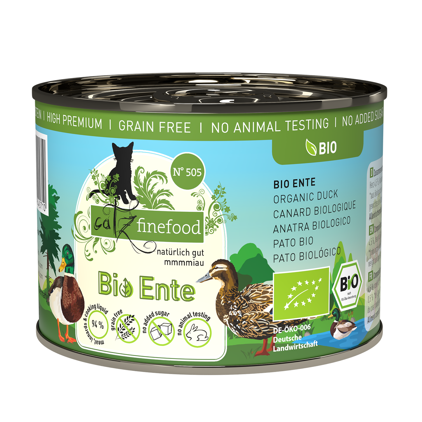 Catz Finefood Organic Duck Grain Free Kitten & Adult БИО храна за котки с 94% Патешко месо 200г