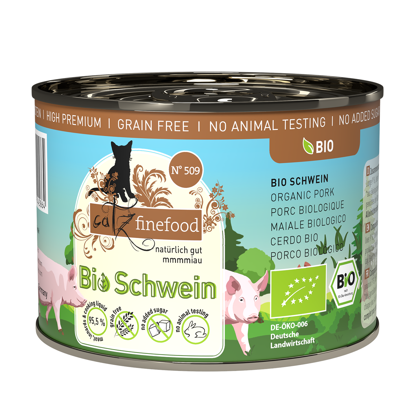 Catz Finefood Organic Pork Grain Free Kitten & Adult БИО храна за котки с 95% Свинско месо 200г