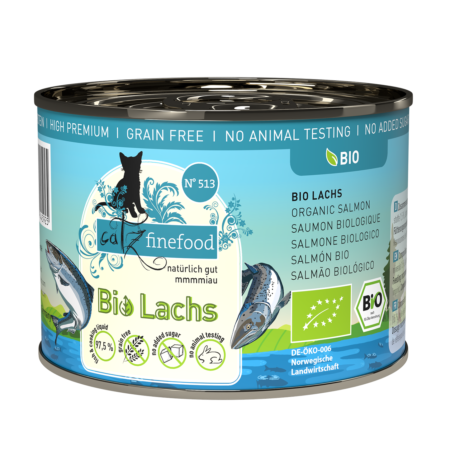 Catz Finefood Organic Salmon Grain Free Kitten & Adult БИО храна за котки с 97,5% Сьомга 200г