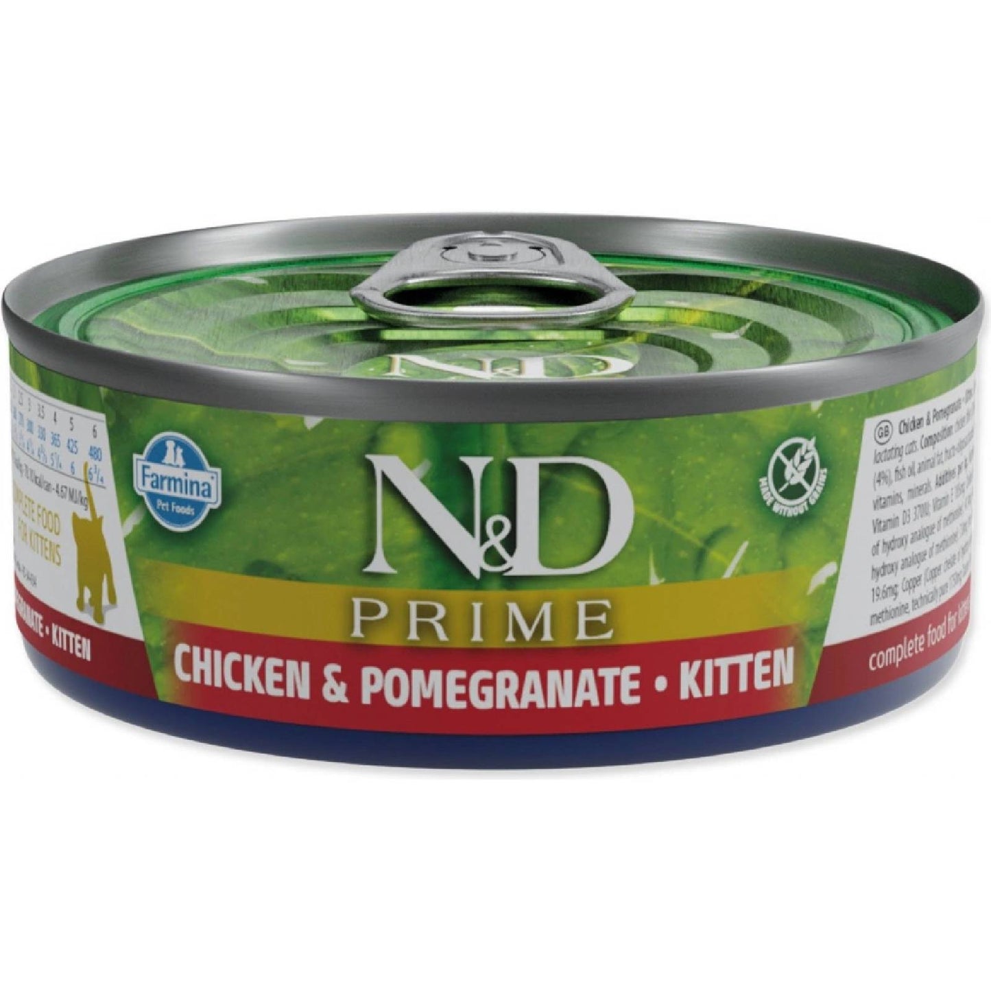 N&D Prime Chicken & Pomegranate Kitten храна за подрастващи котенца и бременни котки с Пилешко и Нар 70г