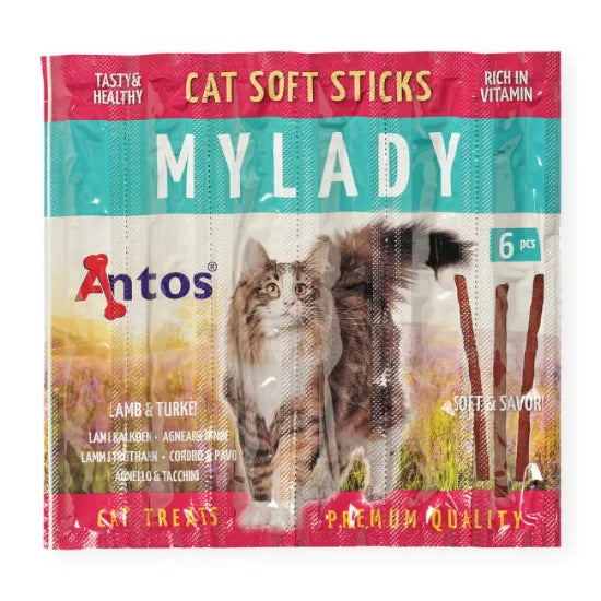 Antos Mylady Lamb & Turkey лакомство за котки пръчици с Агнешко и Пуешко 6 бр/оп 30г