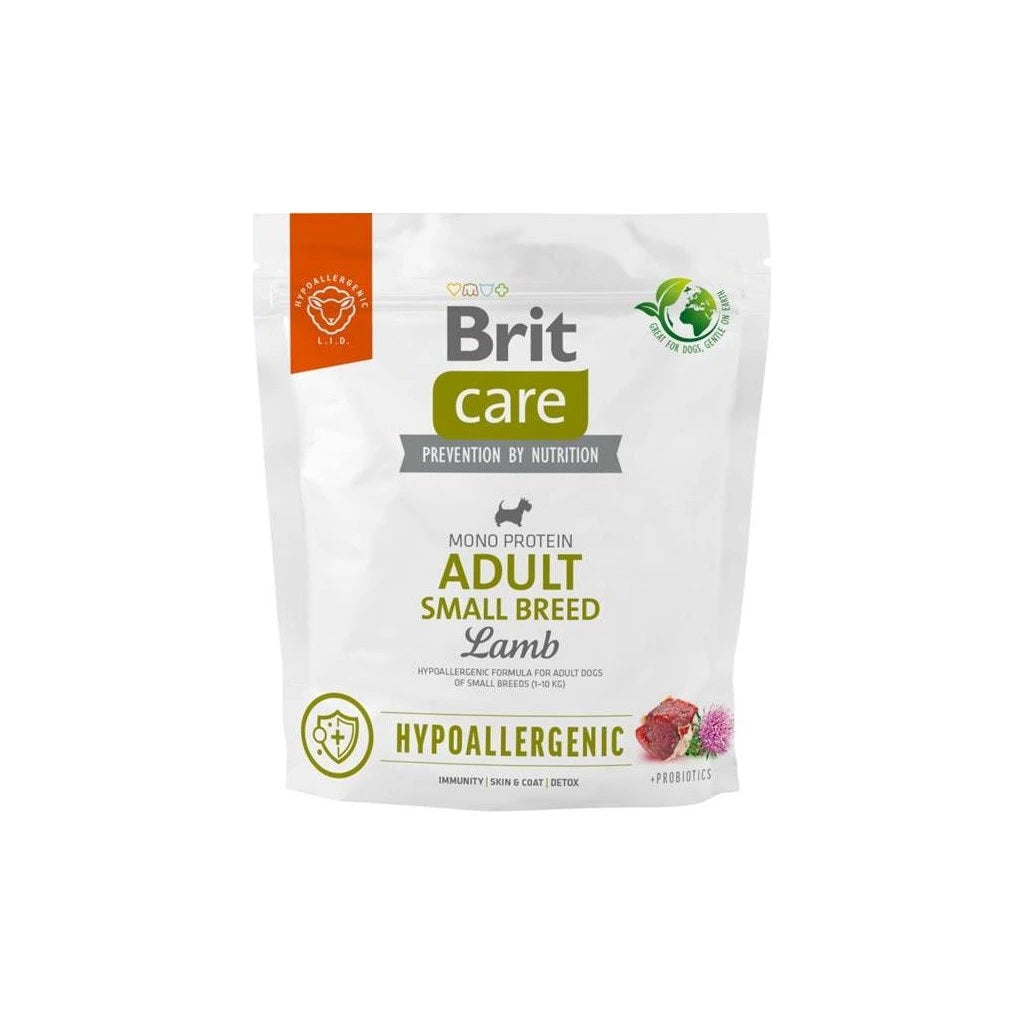 Brit Care Lamb Hypoallergenic Adult Small Breed храна за кучета от дребни породи с Агнешко и Oриз 1кг