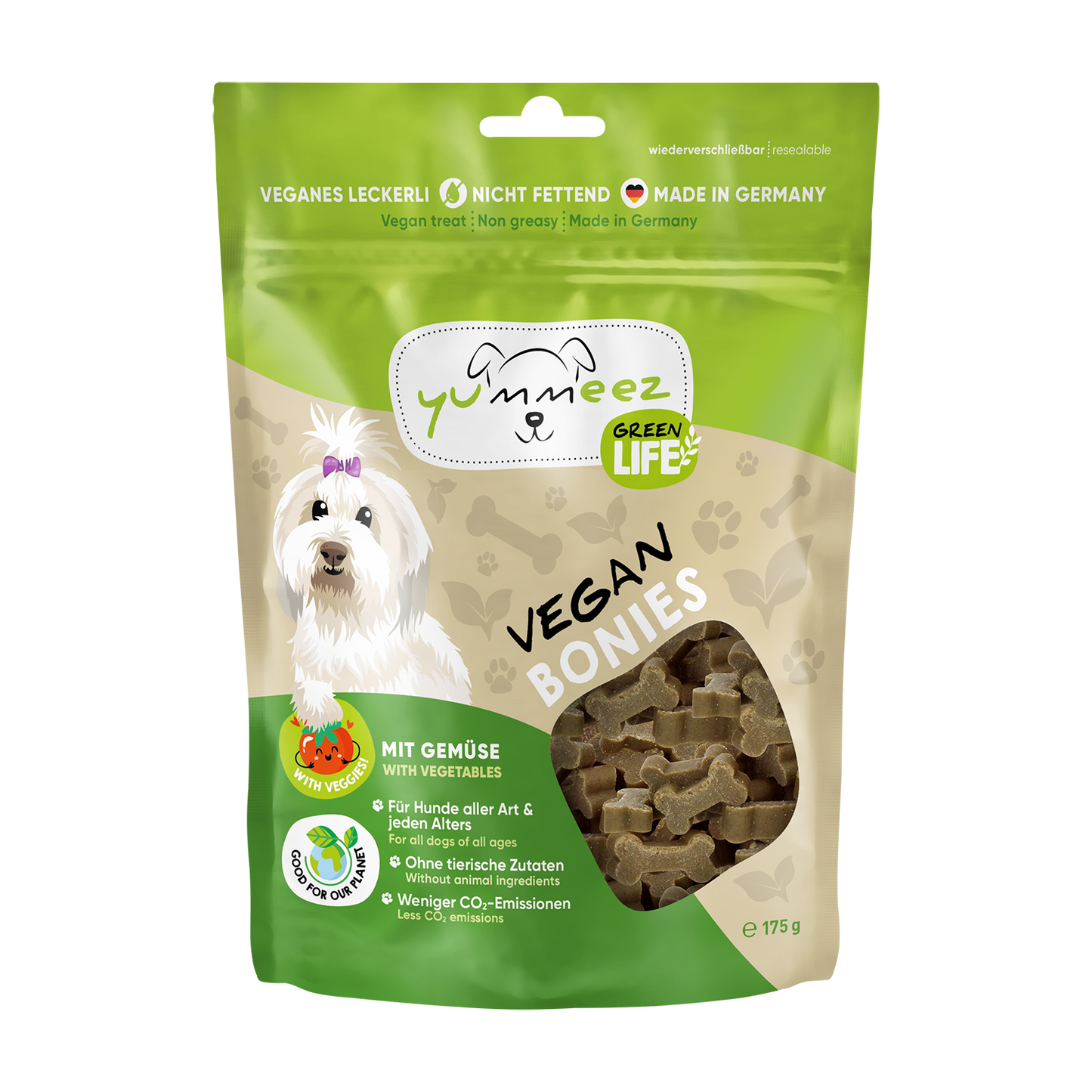 Yummeez Green Life Vegan Bonies Vegetables Веган лакомство за кучета със Зеленчуци 175г