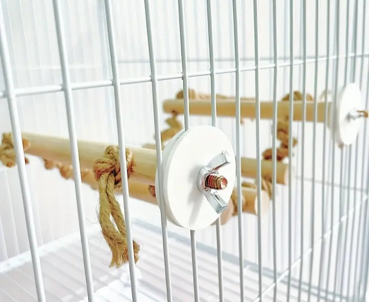 Играчка за птици Дървена стълбичка със захващане за клетка 16см