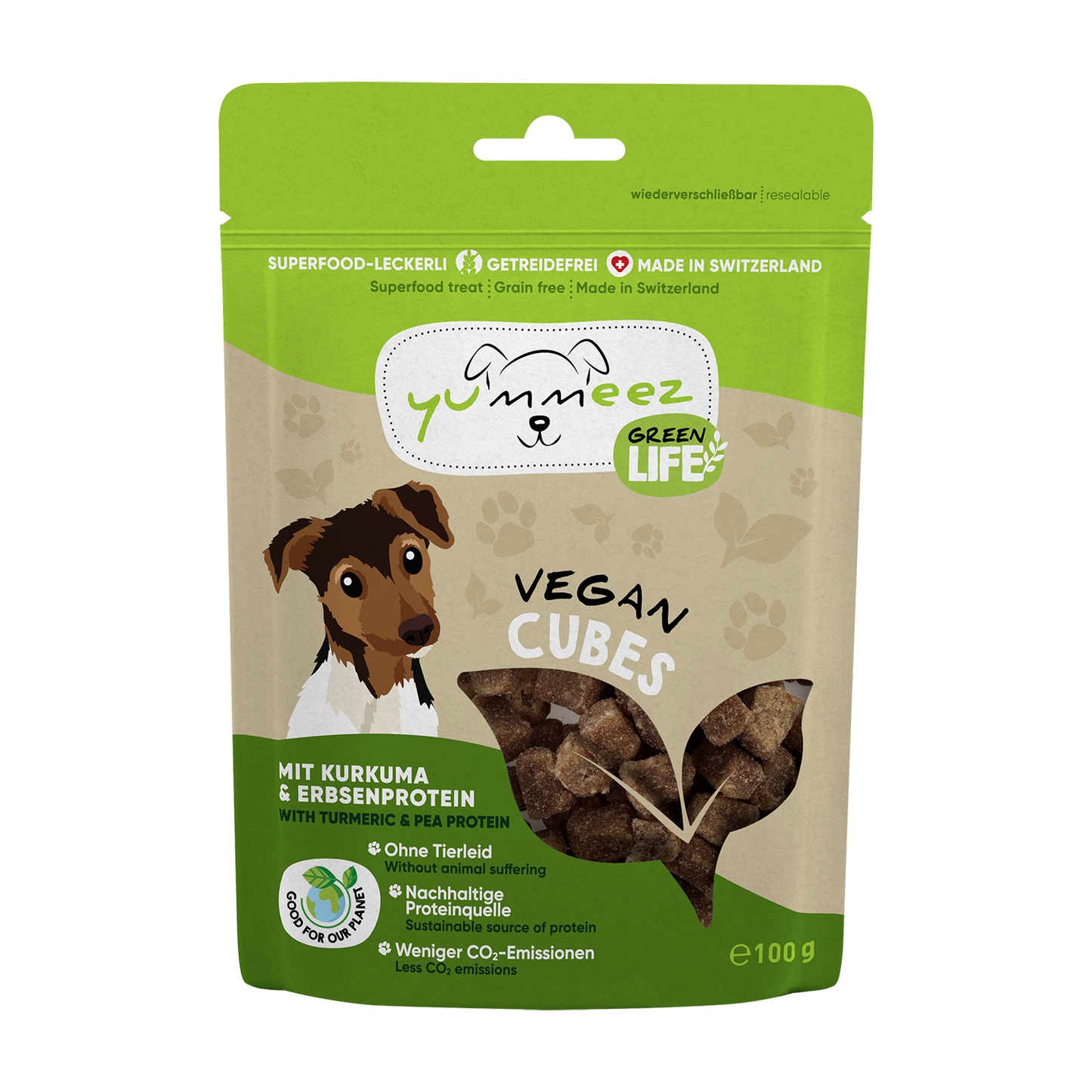 Yummeez Green Life Vegan Grain free лакомство за кучета с Куркума и Грахов протеин 100г