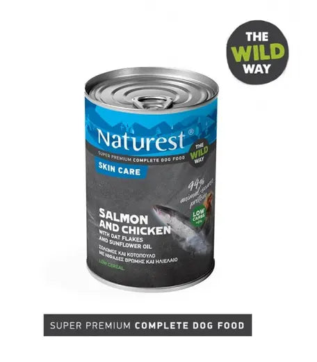 Naturest Salmon & Chicken Skin Care храна за кучета Сьомга и Пилешко с Овесени ядки 400г