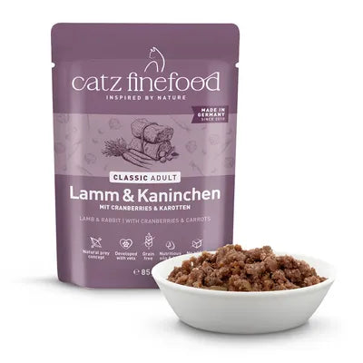 Catz Finefood 70% Lamb & Rabbit Grain Free Adult храна за котки със 70% Агнешко и Заешко месо 85г пауч