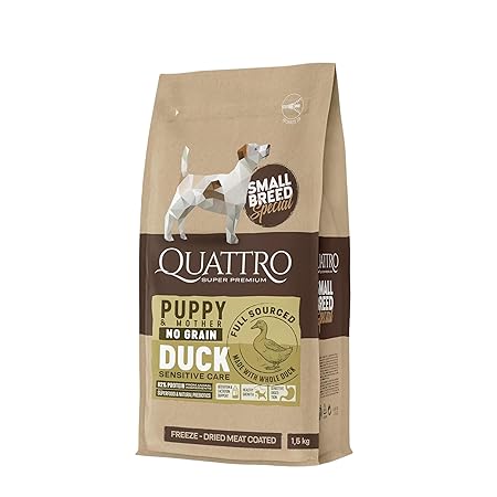 Quattro Duck Grain Free Small Breed Adult храна за кучета от дребни породи с Патешко месо 1,5кг