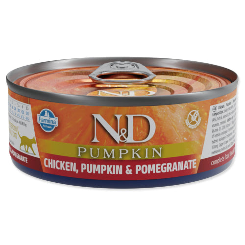 N&D Pumpkin Chicken & Pomegranate Adult храна за котки с Пилешко, Тиква и Нар 70г