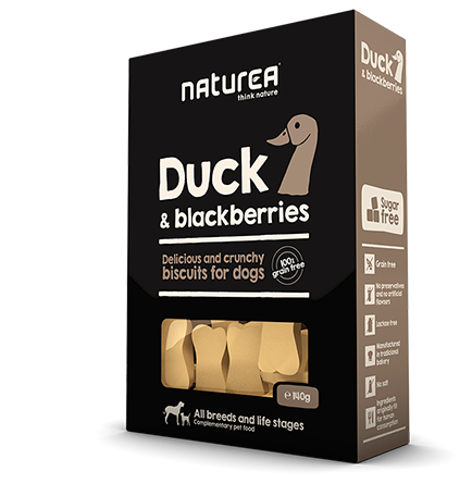 Naturea Duck & Blackberries Grain free бисквити за кучета с Патешко и Къпини 140г