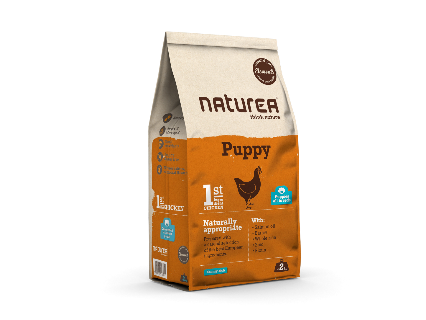 Naturea Elements Chicken & Rice Monoprotein Naturally appropriate Puppy храна за подрастващи кученца с Пилешко месо и Ориз 2кг