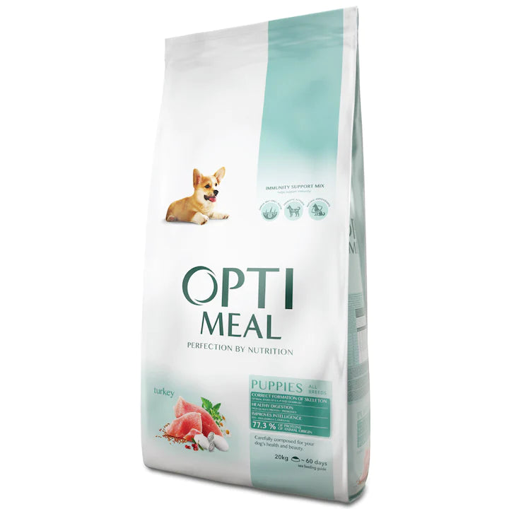 OptiMeal Turkey All Breeds Puppies храна за подрастващи кученца от всички породи с Пуешко 20кг