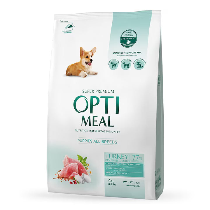 OptiMeal Turkey All Breeds Puppies храна за подрастващи кученца от всички породи с Пуешко 4кг