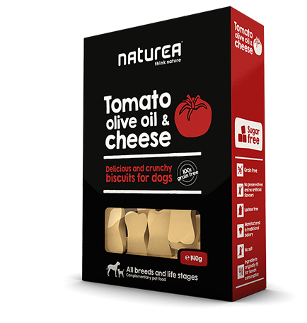 Naturea Tomato & Cheese Grain free бисквити за кучета с Домати, Зехтин и Сирене 140г