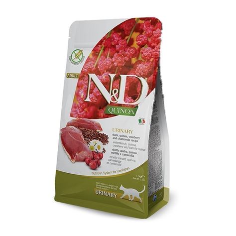 N&D Quinoa Urinary Adult храна за котки с Патешко, Киноа, Червени Боровинки и Лайка 300г