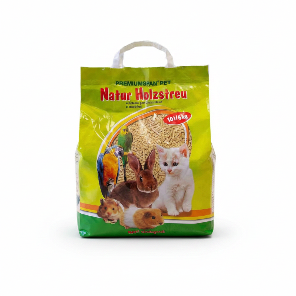 Premiumspan Pet Natur Holzstreu натурална обезпрашена дървесна постелка за домашни любимци 10л