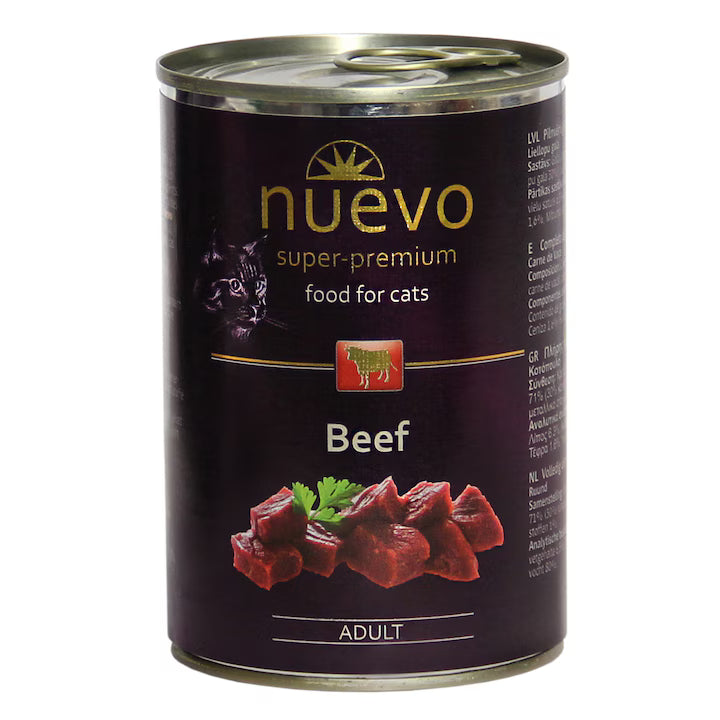 Nuevo Beef Adult храна за котки с Говеждо 6 х 400г