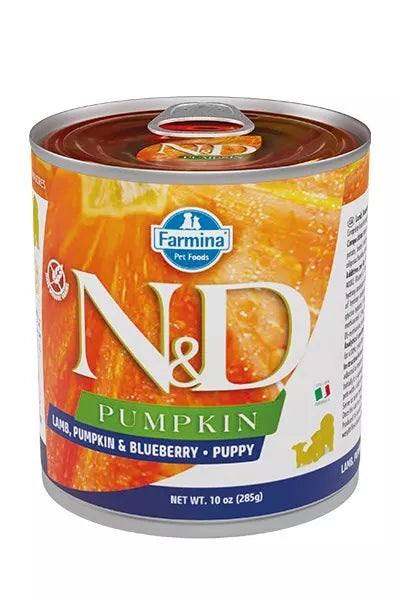 N&D Pumpkin Puppy храна за подрастващи кученца с Агнешко, Тиква и Боровинки 285г