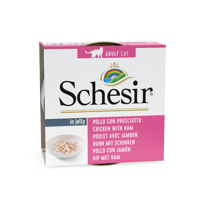 Schesir Cat Adult Chicken & Ham консерва с пилешко и шунка в желе 85гр.
