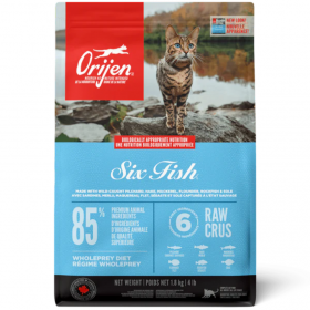 Orijen Six Fish Adult храна за котки с 6 вида риба 5,4кг