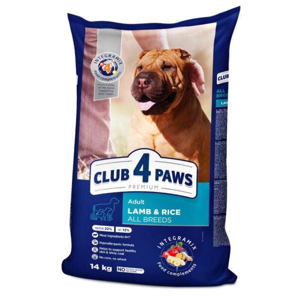 Club 4 Paws Lamb & Rice All Breed Adult храна за кучета с Агнешко и Ориз 14кг