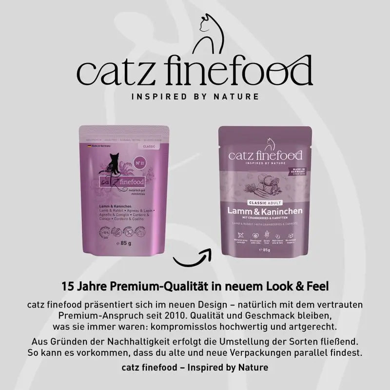 Catz Finefood 70% Lamb & Rabbit Grain Free Adult храна за котки със 70% Агнешко и Заешко месо 85г пауч