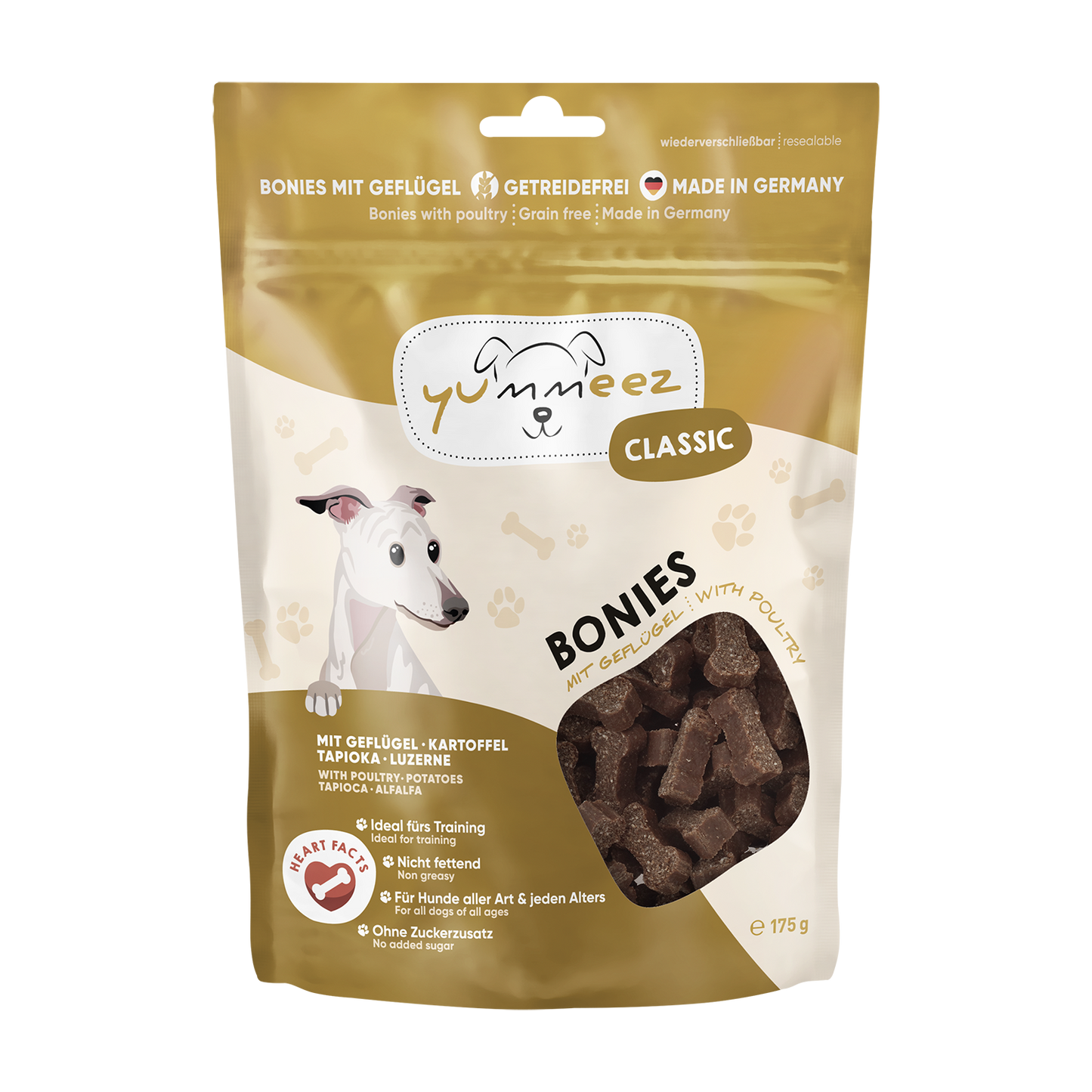 Yummeez Classic Bonies Grain free лакомство за кучета с Птиче месо 175г