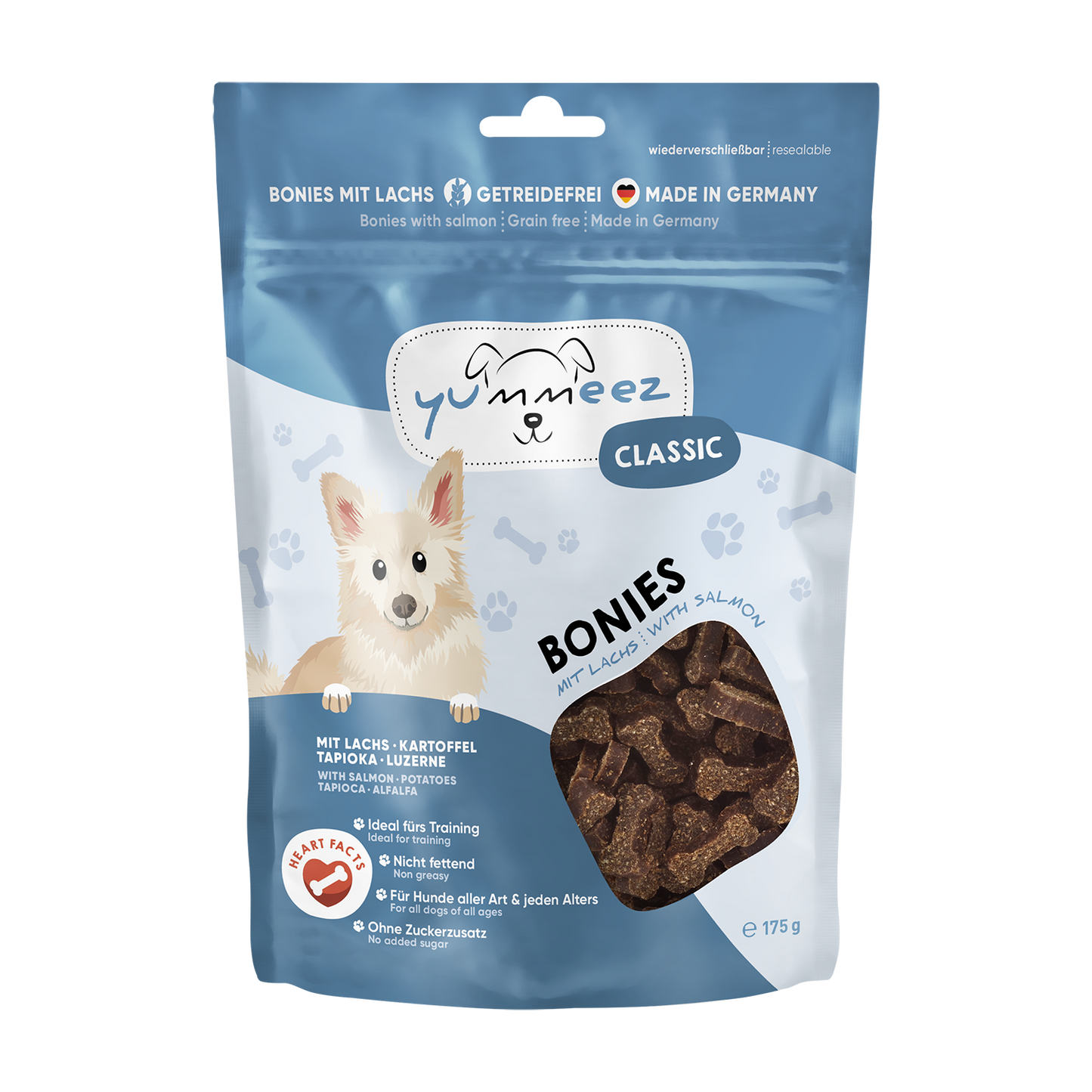 Yummeez Classic Bonies Grain free лакомство за кучета със Сьомга 175г