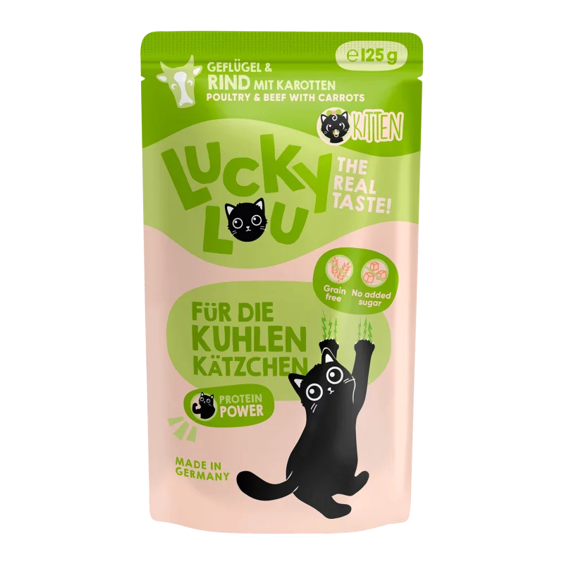 Lucky Lou Poultry & Beef Grain Free Kitten храна за подрастващи котенца с Птиче и Говеждо месо 125г