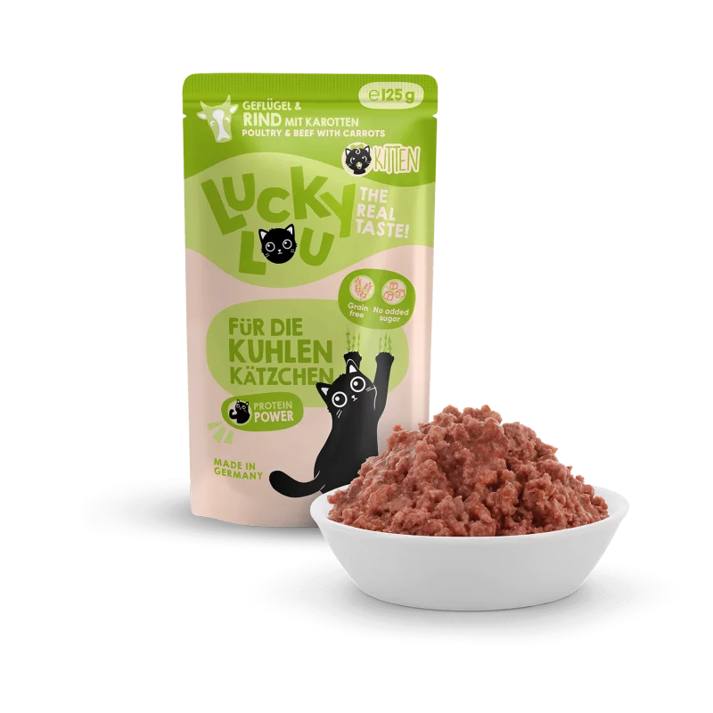 Lucky Lou Poultry & Beef Grain Free Kitten храна за подрастващи котенца с Птиче и Говеждо месо 125г
