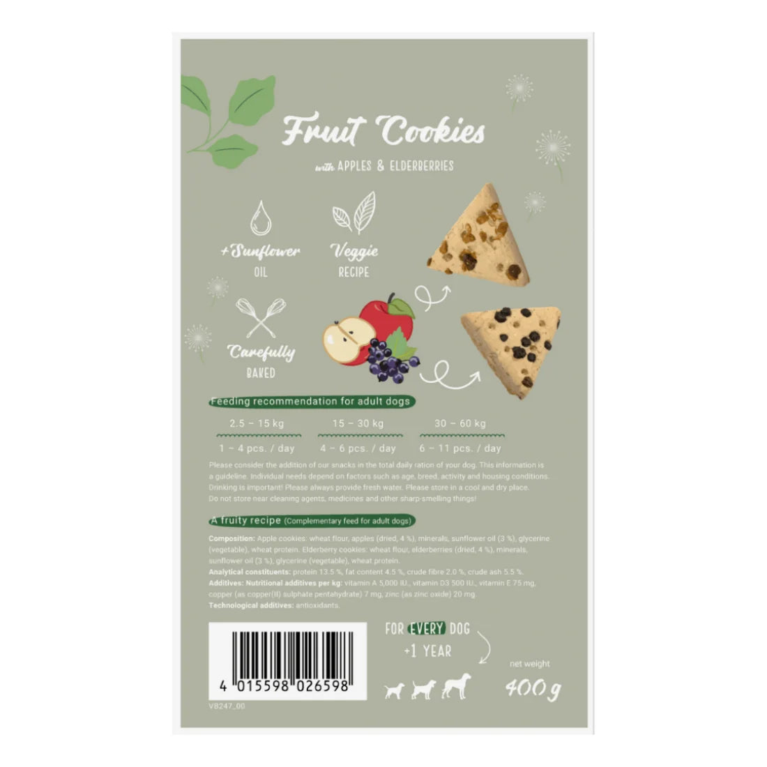 Chicopee Fruit Cookies веган бисквити за кучета с Ябълки и Бъз 400г