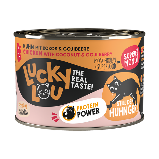 Lucky Lou SuperMono² Grain free Adult монопротеинова храна за котки с Пилешко и Суперхрани 200г