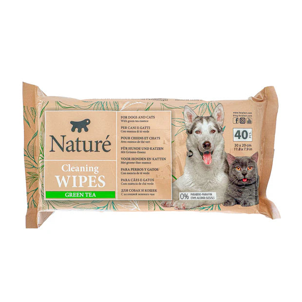 Naturè Cleaning Wipes Green Tea мокри кърпички за кучета и котки със Зелен чай 40бр/оп