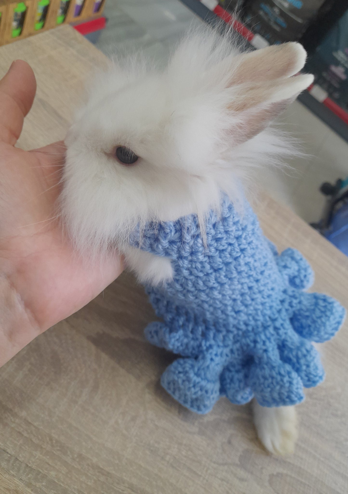 BunnyKnit & Things рокля за декоративно зайче ръчно изработена размер S