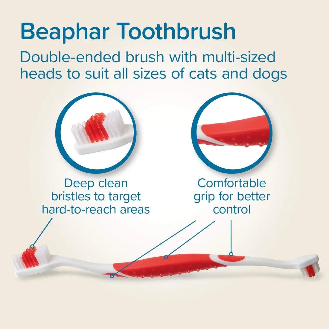 Beaphar Double-Ended Toothbrush двустранна четка за зъби за кучета и котки