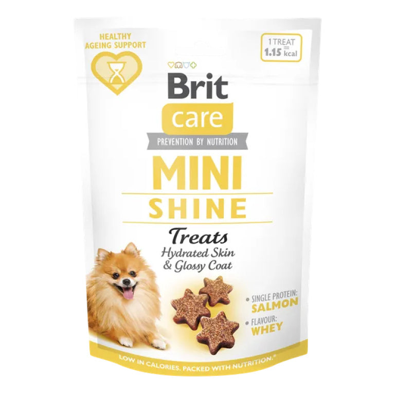 Brit Care Mini Treats Shine лакомство за кучета за здрава кожа и блестяща козина 50г