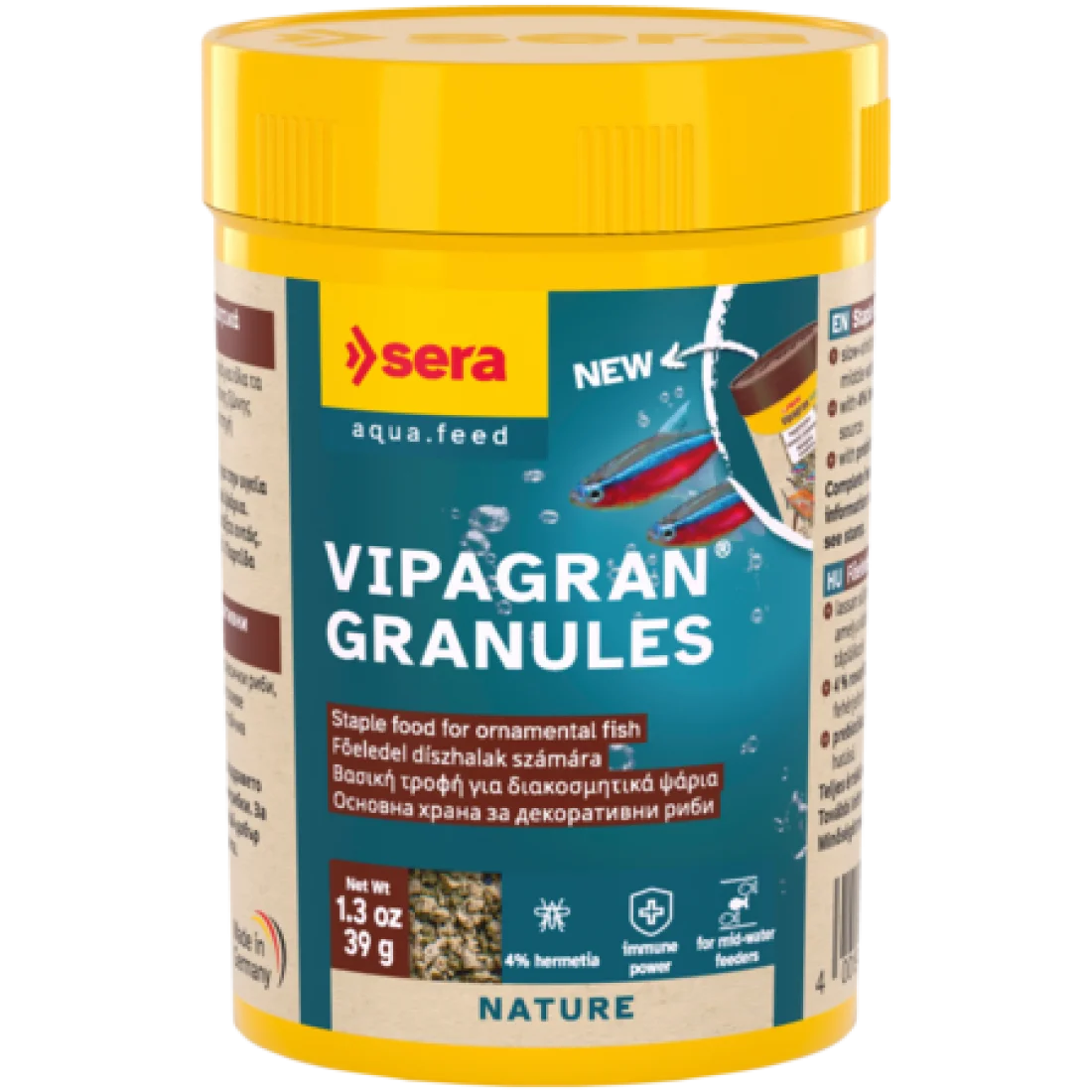 Sera Vipagran Granules основна гранулирана храна за аквариумни рибки от средните водни слоеве 39г