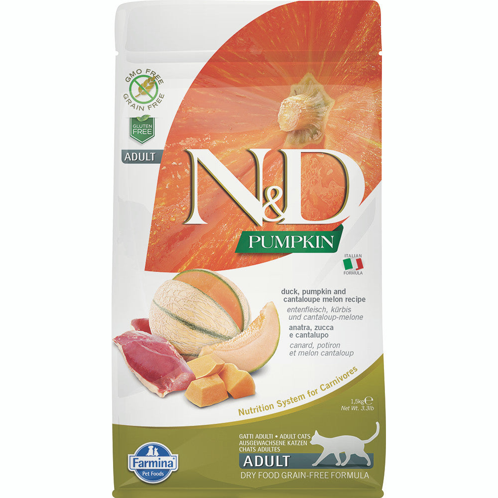 N&D Pumpkin Duck & Cantaloupe Grain Free Adult храна за котки с Патешко, Тиква и Пъпеш 5кг