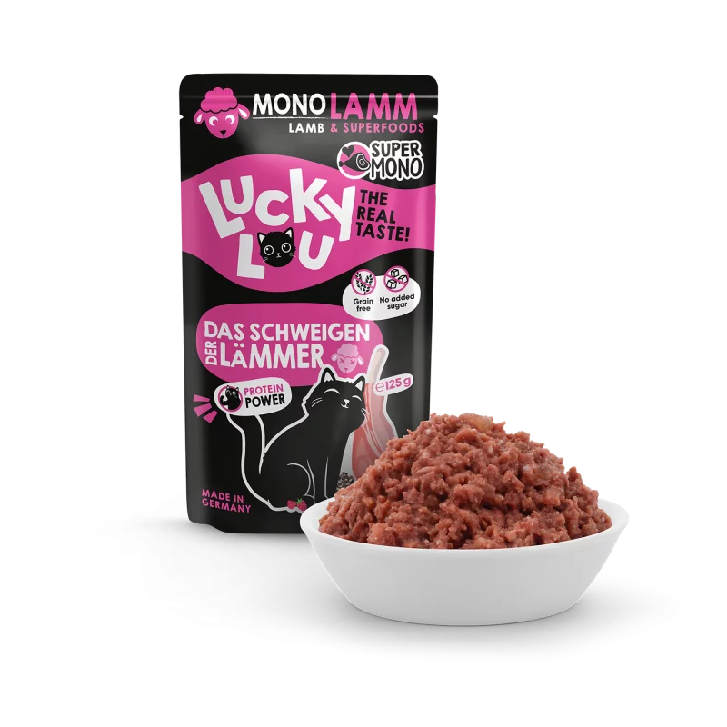 Lucky Lou Lamb & Superfoods Grain Free Monoprotein храна за котки с Агнешко и Суперхрани 125г пауч