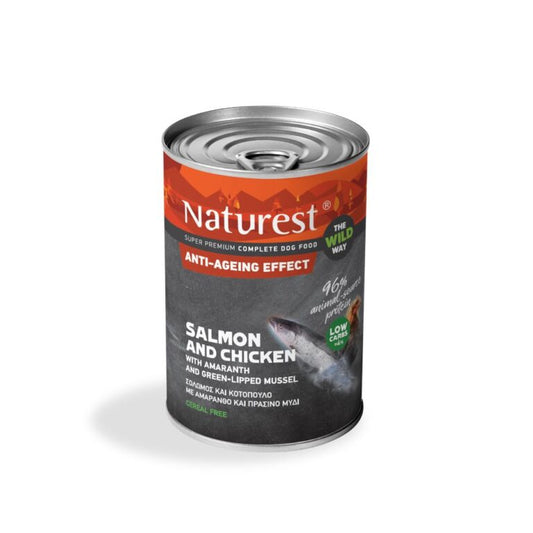 Naturest Salmon & Chicken Anti-Ageing Effect мокра храна за кучета с анти-ейджинг ефект със Сьомга и Пилешко 400г