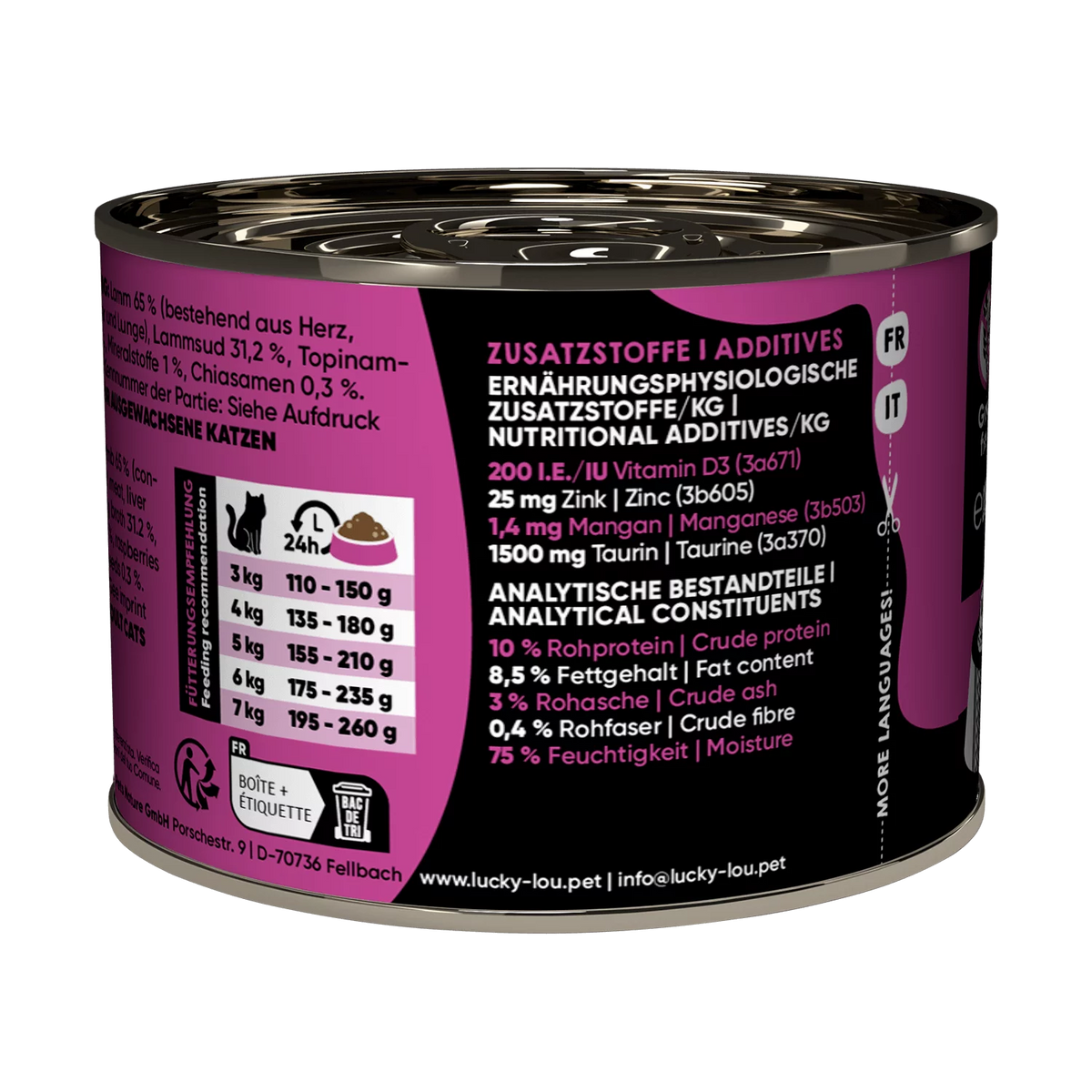 Lucky Lou SuperMono² Lamb Grain Free Adult беззърнена монопротеинова мокра храна за котки с 65% Агнешко месо и Суперхрани 200г