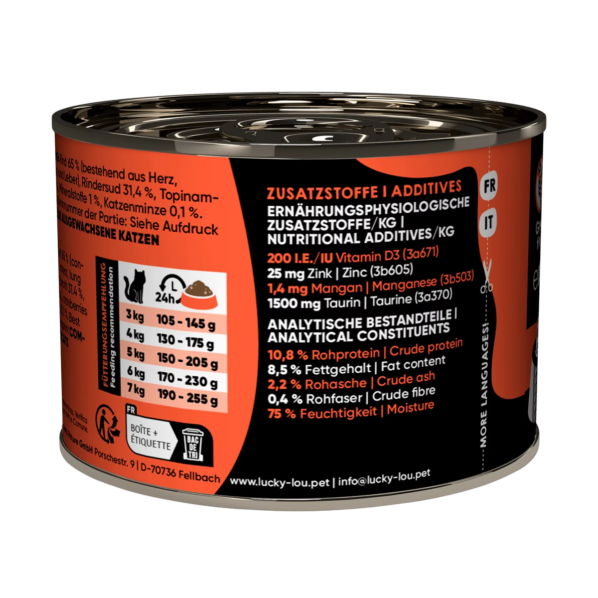 Lucky Lou SuperMono² Beef Grain Free Adult беззърнена монопротеинова мокра храна за котки с 65% Телешко месо и Суперхрани 200г