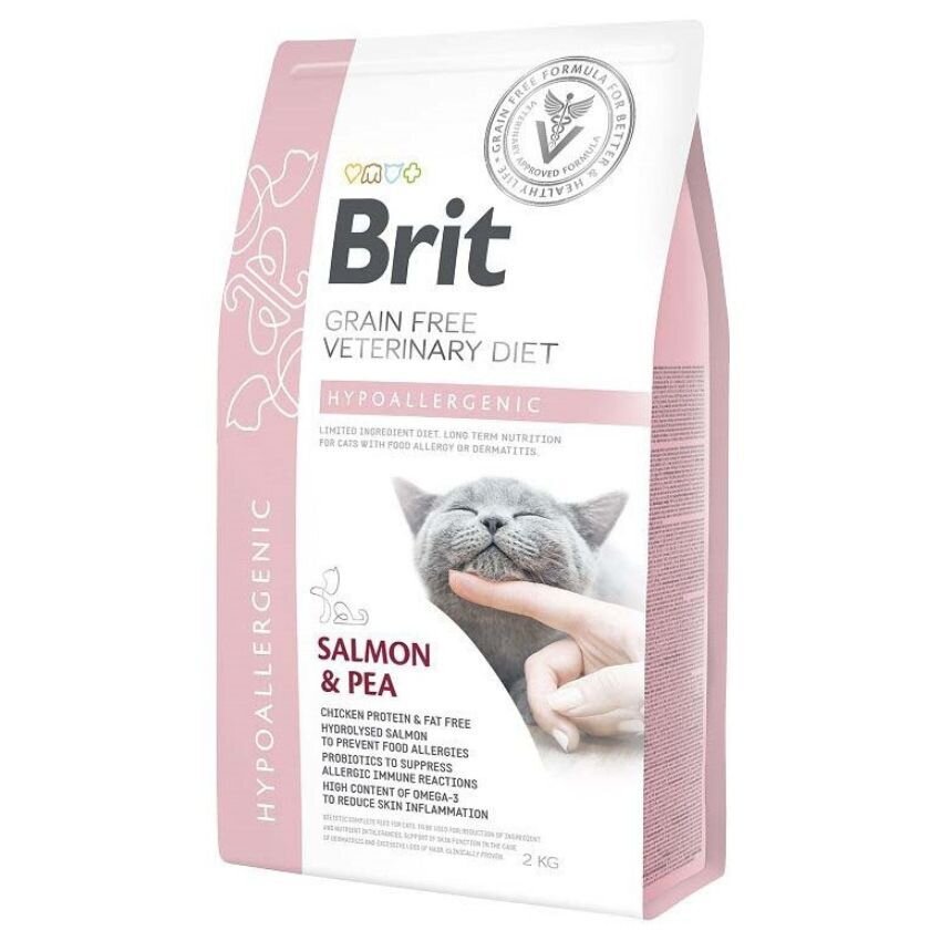 Brit Veterinary Diets Hypoallergenic Grain Free Хипоалергенна храна за котки със Сьомга и Грах 400г