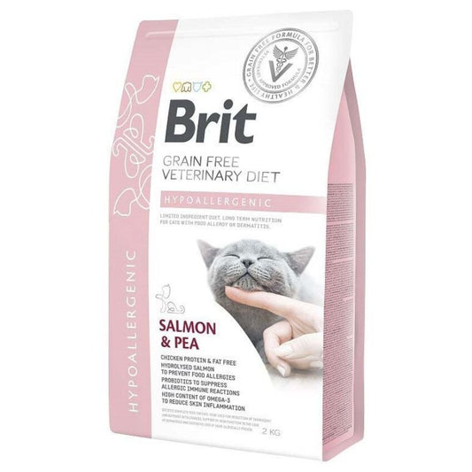 Brit Veterinary Diets Hypoallergenic Grain Free Хипоалергенна храна за котки със Сьомга и Грах 400г