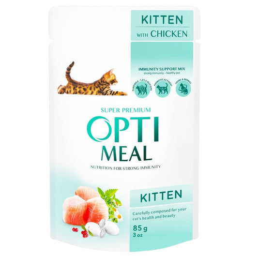 OptiMeal Chicken Kitten храна за котенца с Пилешко месо 85г пауч