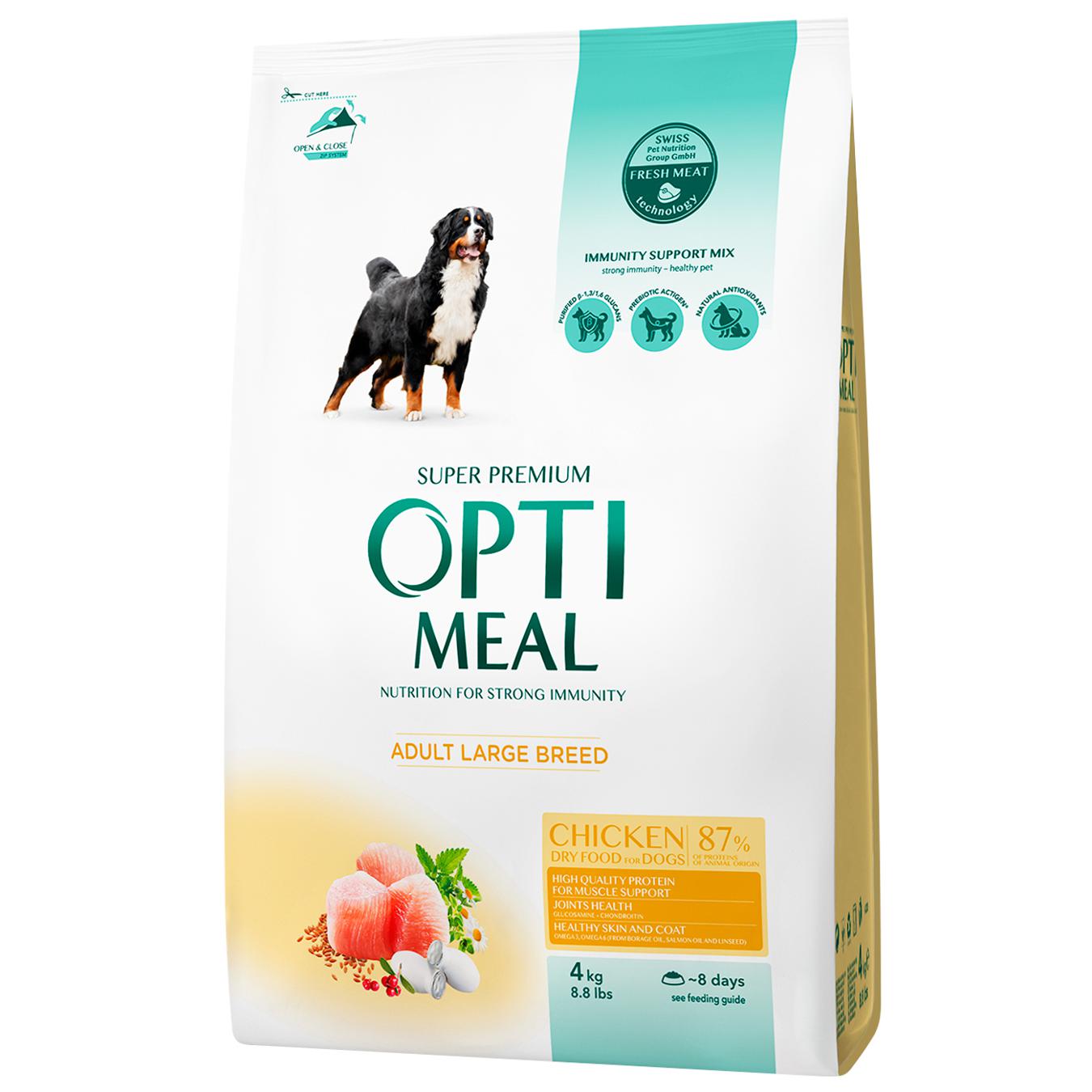 OptiMeal Chicken Large Breed Adult храна за кучета от големи породи с Пилешко 4кг