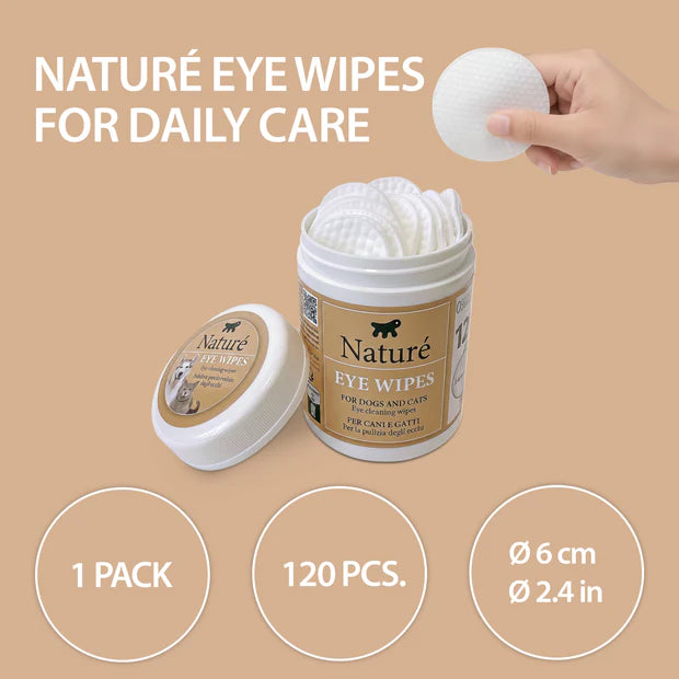 Naturè Eye Wipes мокри кърпички за почистване на очи за кучета и котки с натурални съставки 120бр/оп