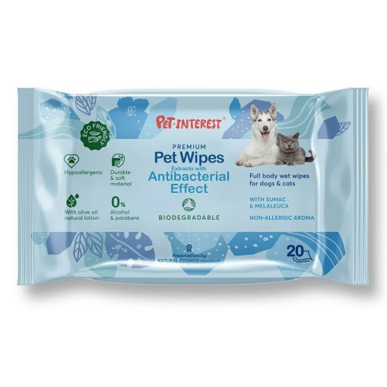 Pet Interest Premium Pet Wipes Antibacterial Effect 20бр