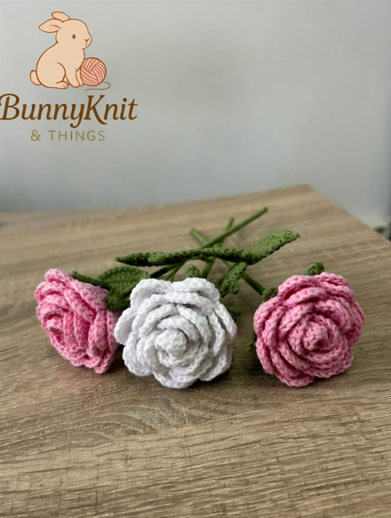 Ръчно изработена роза – детайл на изработката, BunnyKnit & Things